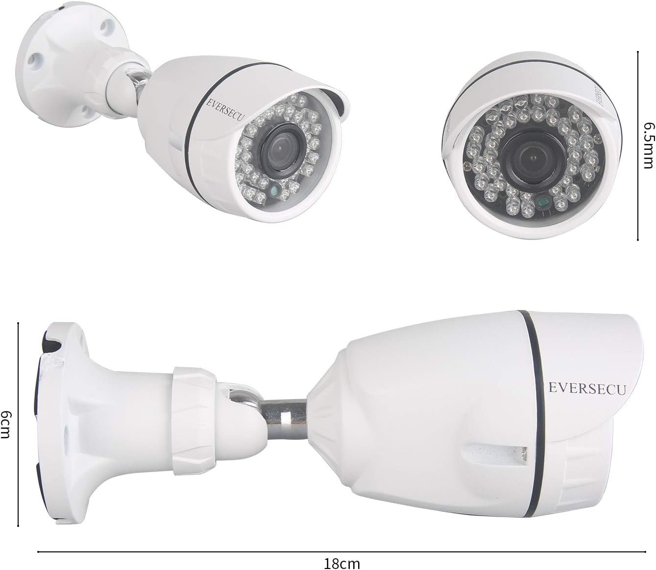 Eversecu 4Ch Home Security Camera System, 1080P DVR & 4pcs HD Weatherproof Cameras, Night Vision, Motion Alert, Remote Access, Power adapters & Premade Cables Included, No Hard Driver - Image 3