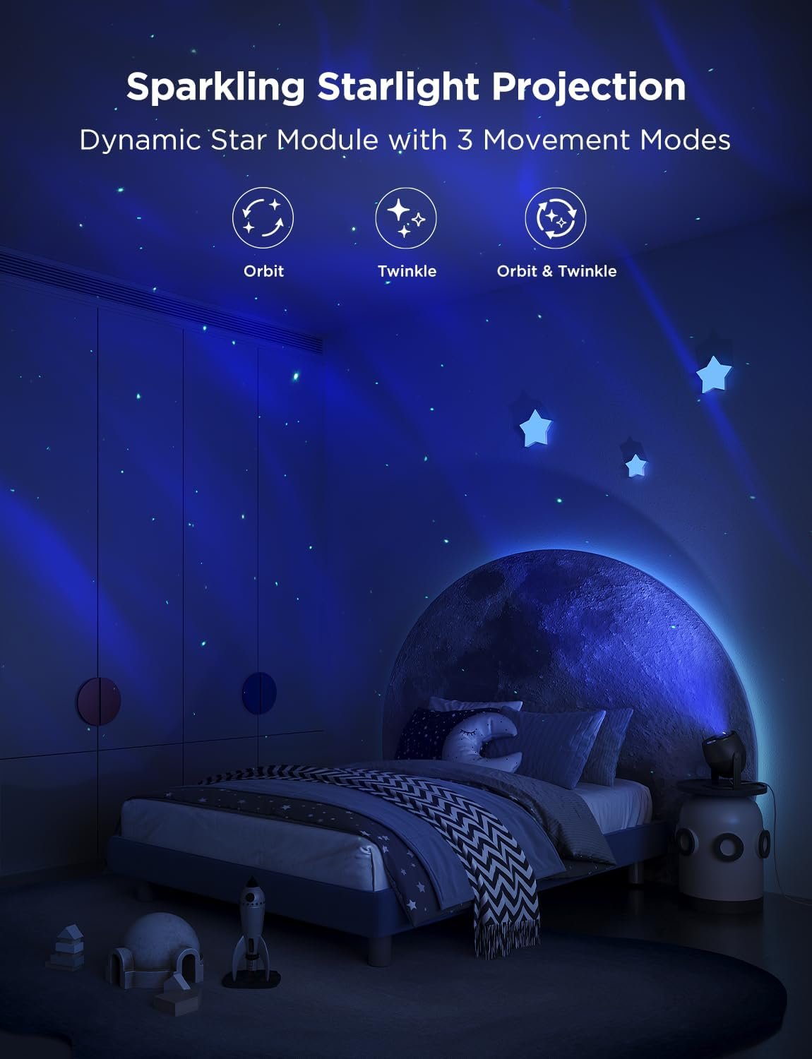 Govee Star Light Projector with 3 Aurora Flowing Effects, Works with Matter, Alexa and Google Assistant, 52 Scene Modes, 18 White Noise Options, LED Night Light Projector for Bedroom, Without Plug - Image 5