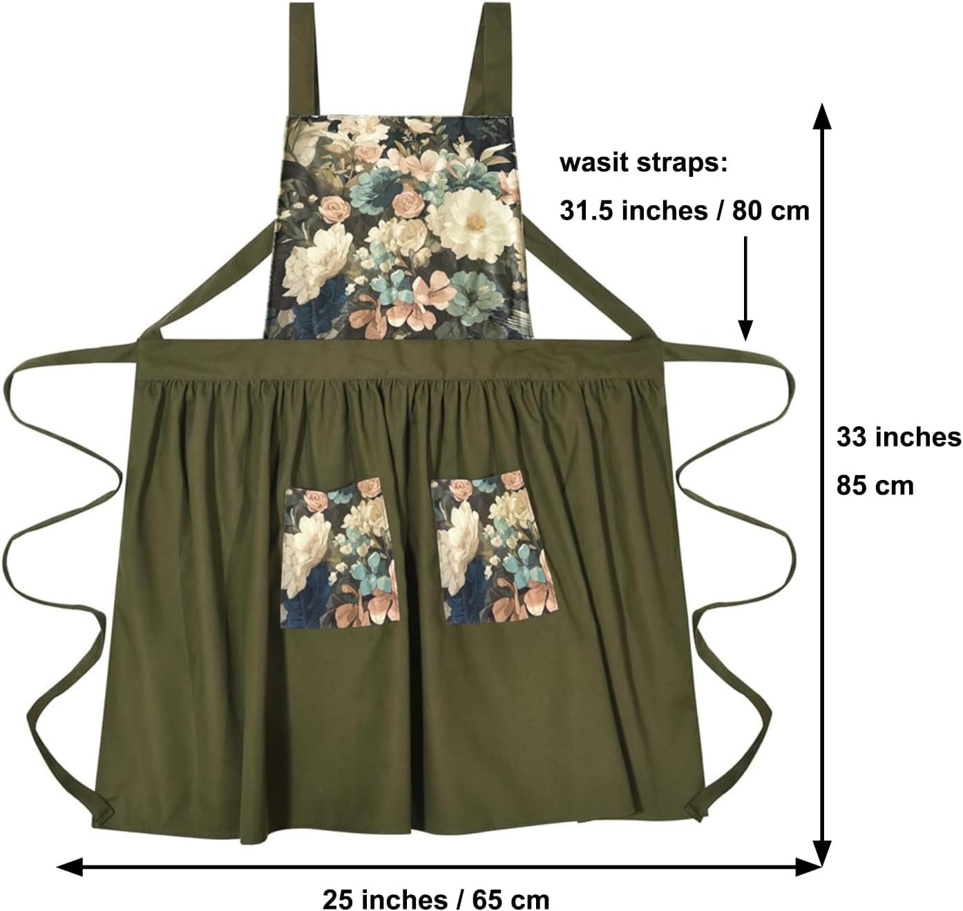 Vintage Cute Apron Dress for Women with Pockets,Cross Back Pinafore Aprons for Cooking,Baking,Kitchen,Gardening - Image 2