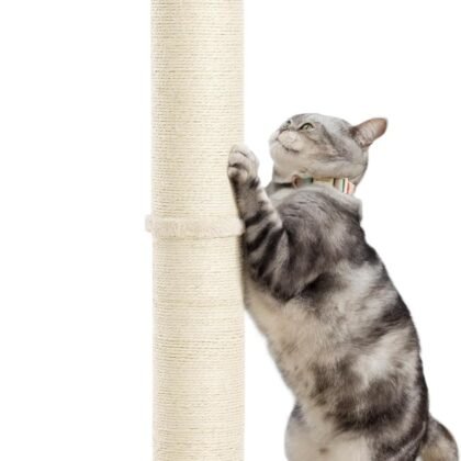 34inch Cat Scratching Post with Natural Sisal Rope 4.3Inch Large Diameter Scratcher Post Tree for Indoor Cats Beige