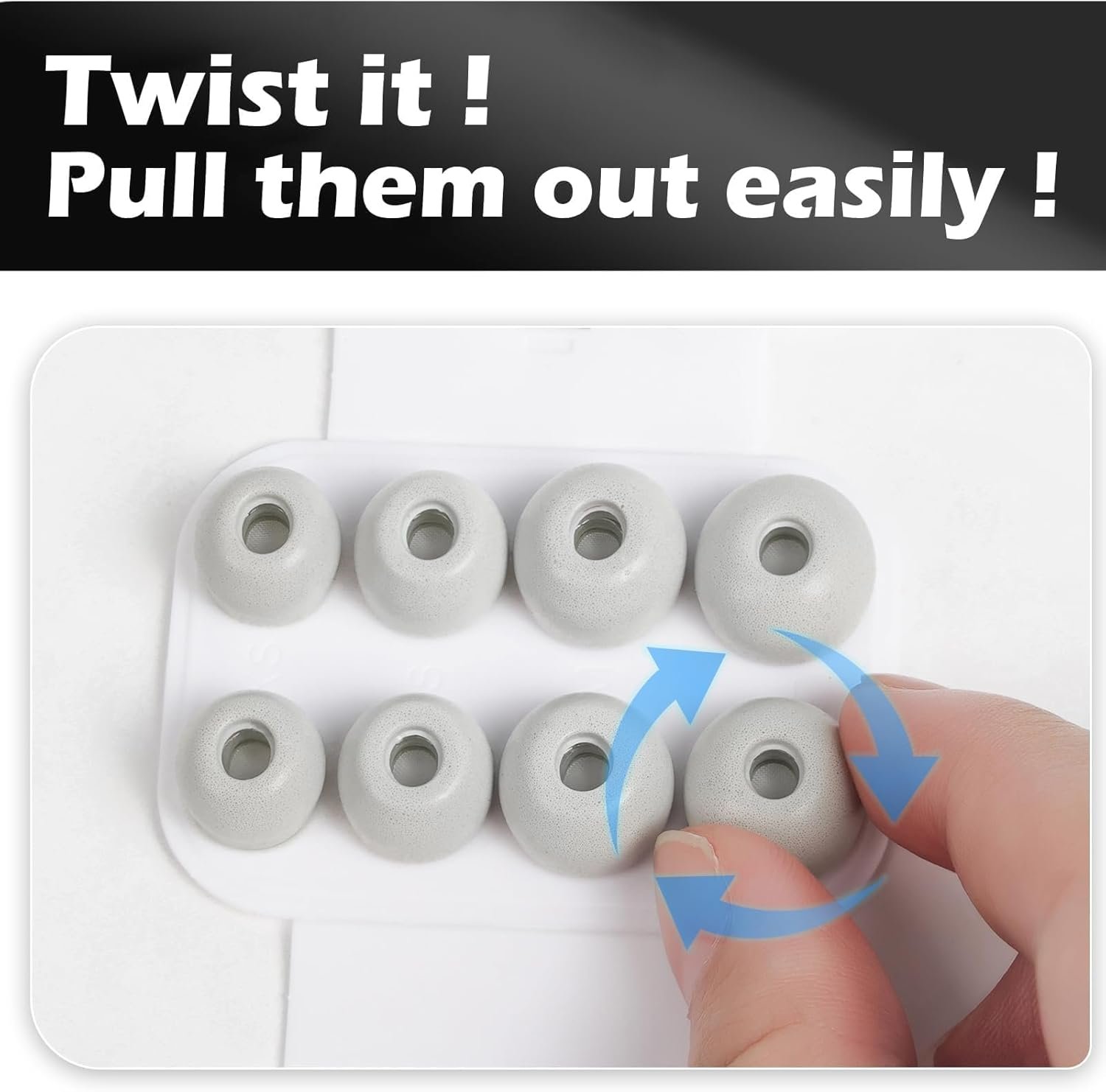 Memory Foam Replacement Ear Tips for AirPods Pro and for AirPods Pro 2, with Noise Reduction Hole, No Silicone Eartips Pain for Apple Ear Buds, Fit in The Charging Case(XS/S/M/L) - Image 2