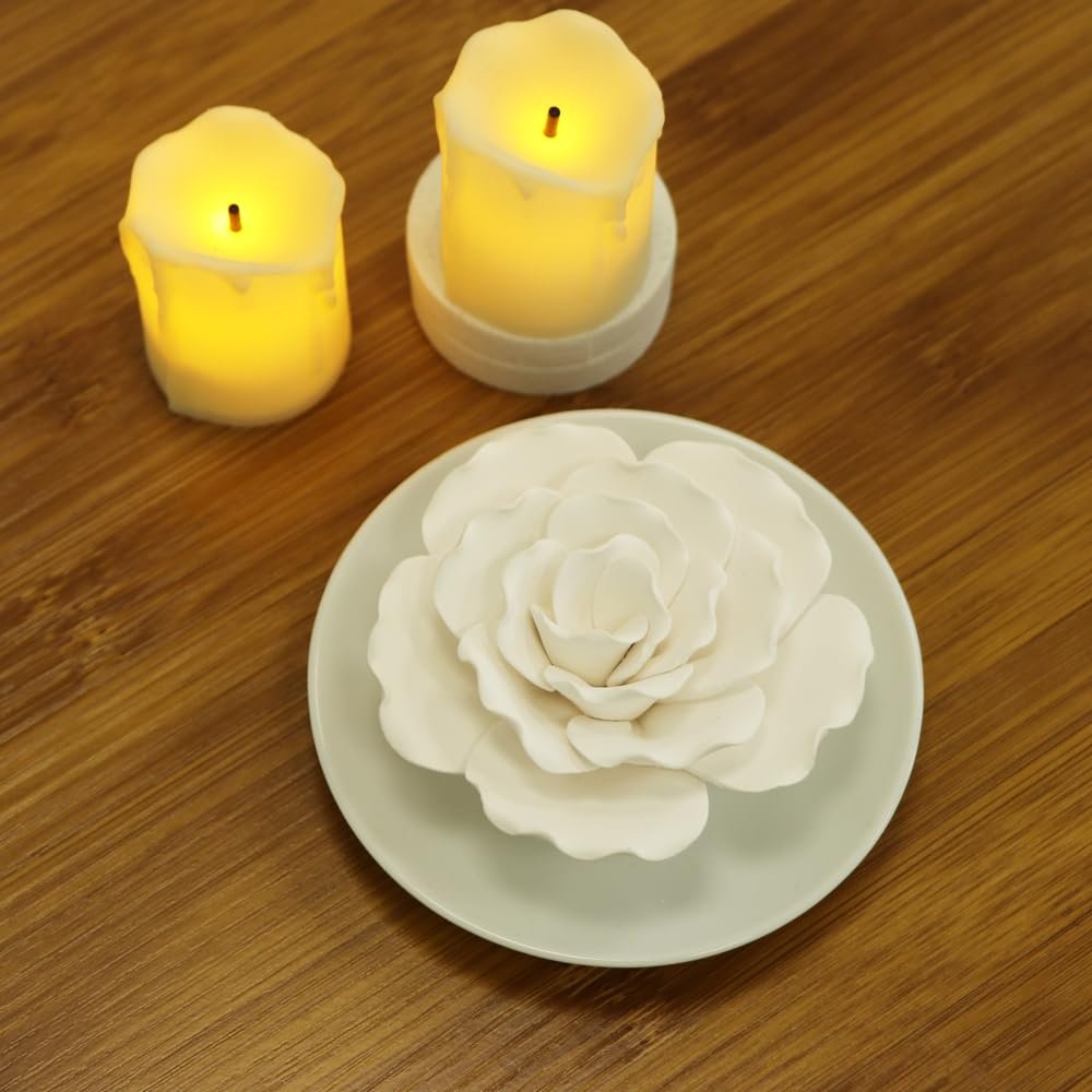 Passive Diffuser for Essential Oil-Ceramic Diffuser Non Electric Oil Diffusers for Small Mini Room, Desk Decorative, Bathroom (White Hibiscus) - Image 7