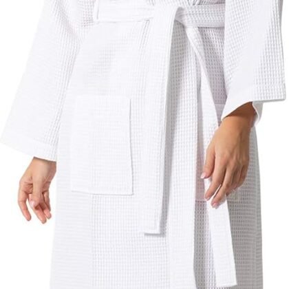 Turkish Linen Waffle Knit Lightweight Kimono Spa & Bath Robes for Women - Quick Dry - Soft