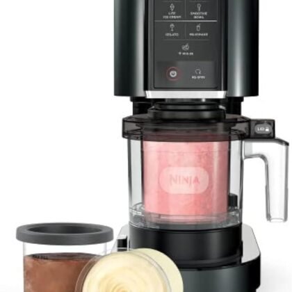 Ninja CREAMi Ice Cream, Sorbet, Milkshake Maker + 3 CREAMi Pints, Black