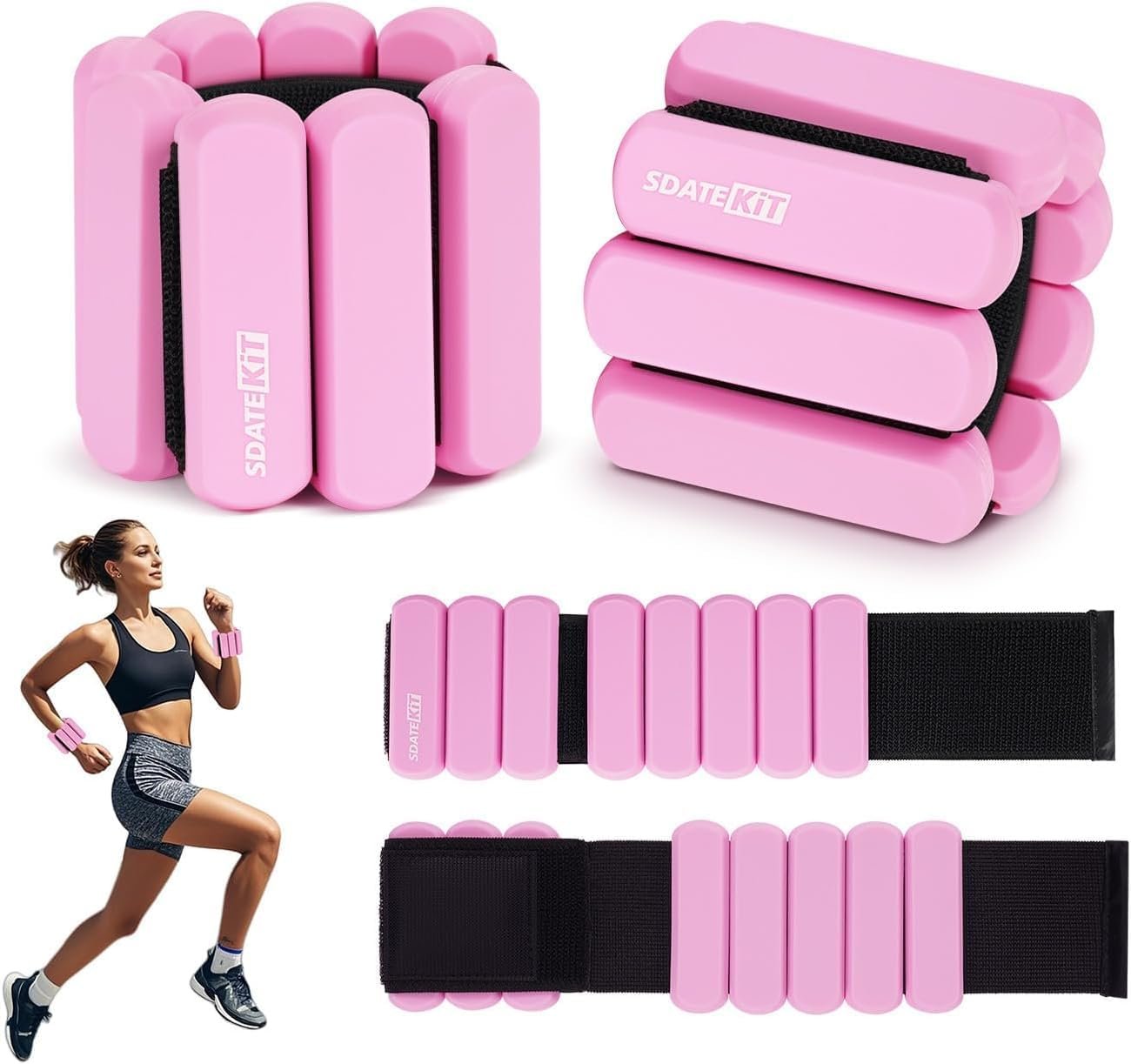 Wrist and Ankle Weights for Women & Men 2 Pack (1lb Each), Adjustable Silicone Weighted Bracelet for Pilates, Gym, Yoga, Cardio & Strength Training, Bala-Style Bangles Slip-Free Design