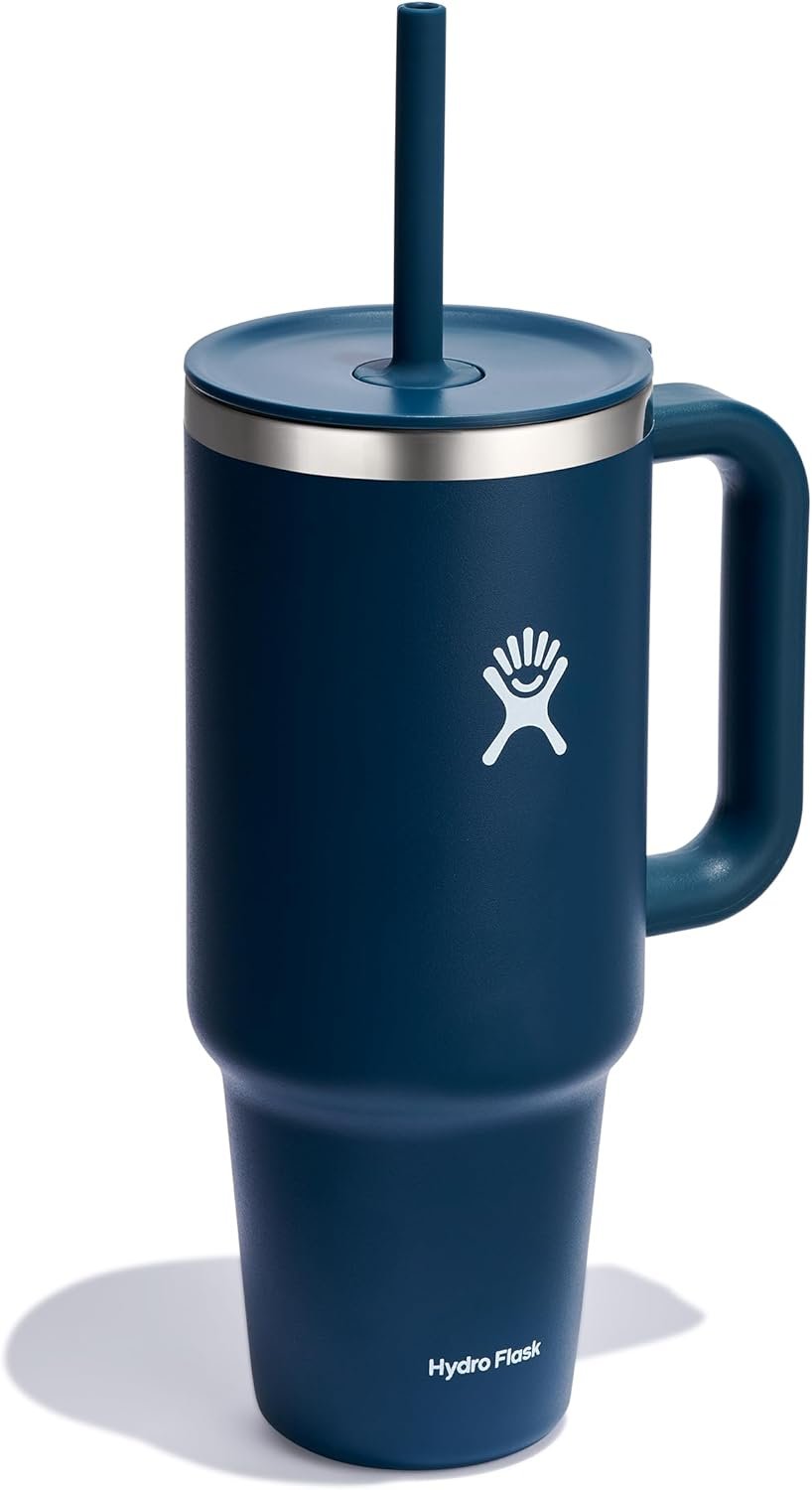 Hydro Flask Travel Tumbler with Handle, Lid and Straw - Insulated Stainless Steel in 40 Oz Indigo Blue - Image 5