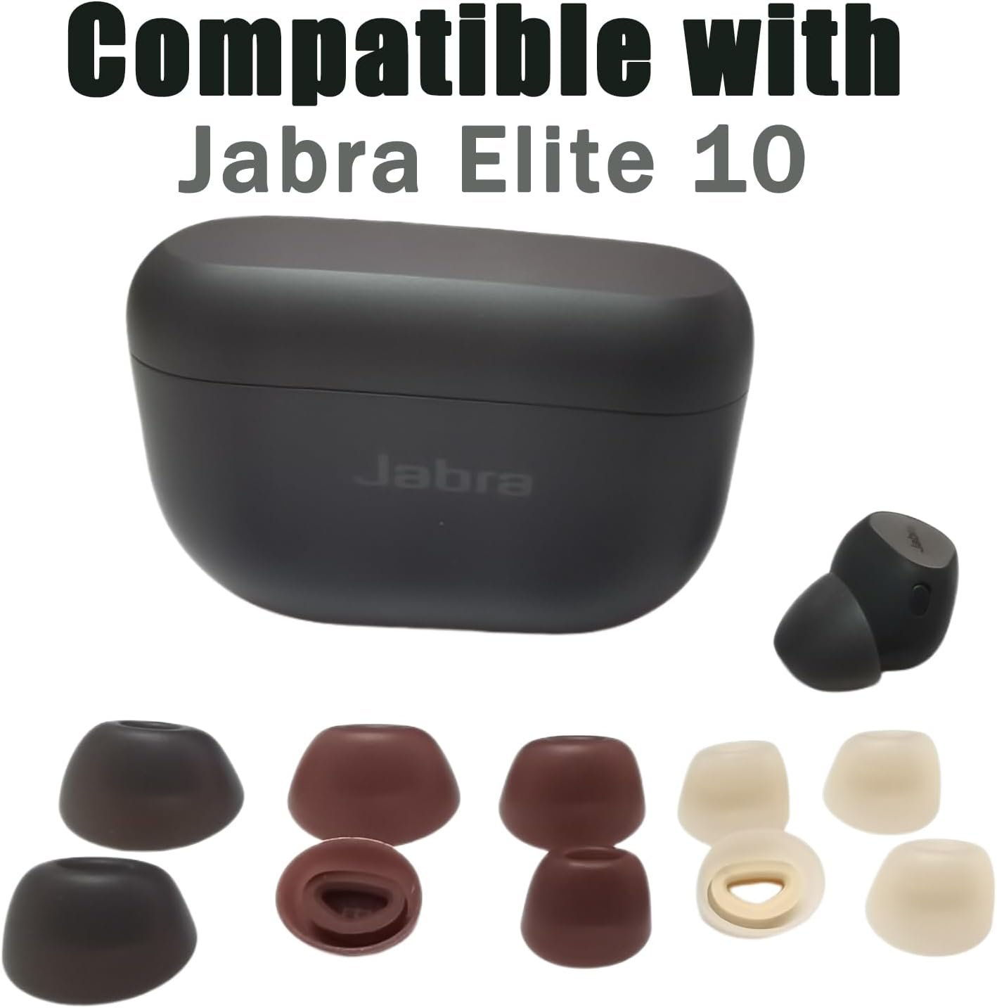 Luckvan Replacement Ear Tips for Jabra Elite 10 Silicone Earbuds Tips Jabra Earbuds Elite 10 Gen 2 Rubber Tips 4 Pairs, Black - Image 6