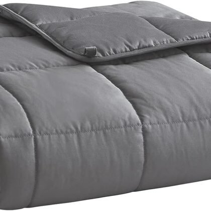 L'AGRATY Weighted Blanket for Adults- Dark Grey, 48"x72", 15lbs, Twin Full Size Heavy Throw Blanket, Cooling, Breathable, Microfiber with Glass Beads, Big, Washable, All-Season