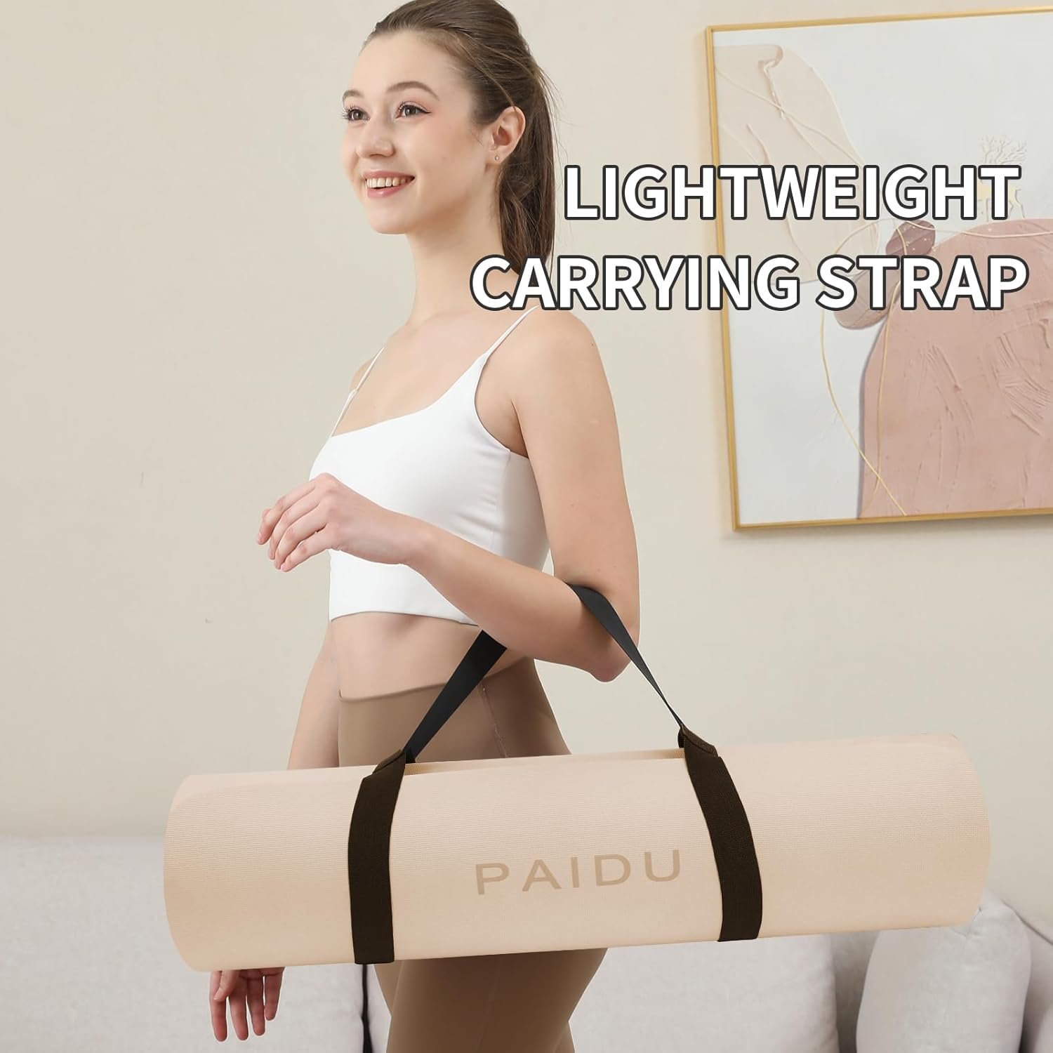 Yoga Mat Non Slip Anti-tear,extra thick-2/5 inch(10MM)High Resiliency Professional POE Yoga Mats for Women Men Kids,72"x24"inch,Workout, Yoga, Pilates and Floor Exercise, with Carrier Strap - Image 5