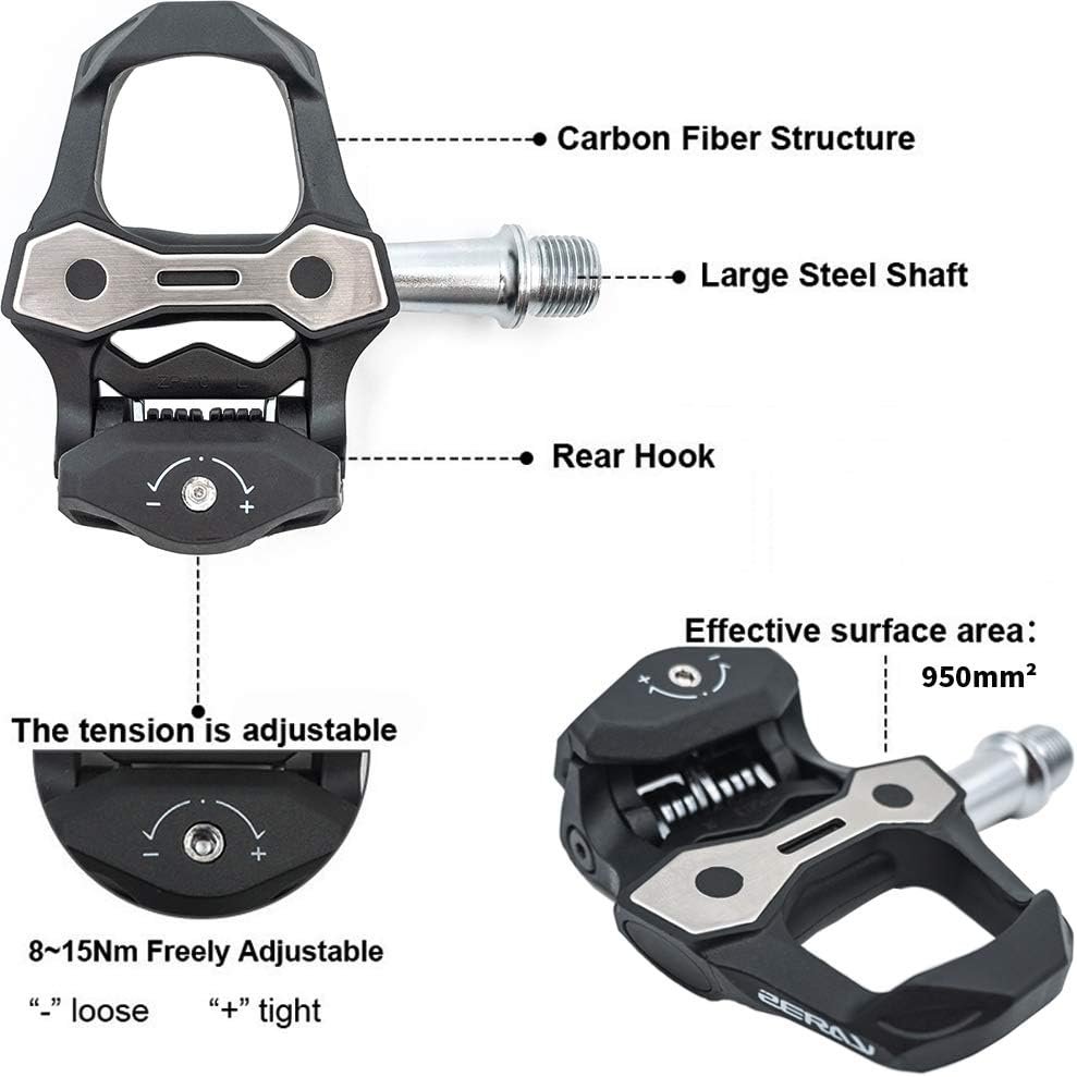 ZERAY Carbon Road Bike Pedals-Lightweight Clipless Bicycle Pedals with Cleats Compatible with Keo&Keo Grip - Image 4
