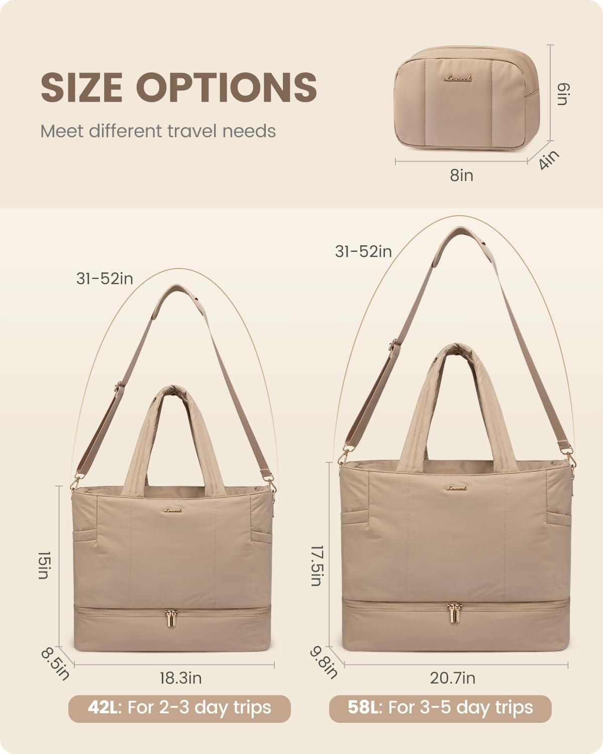 LOVEVOOK Travel Duffle Bag, Puffer Weekender Bags for Women with Shoe Compartment, Carry On Overnight Hospital Bag, Gym Tote - Image 9