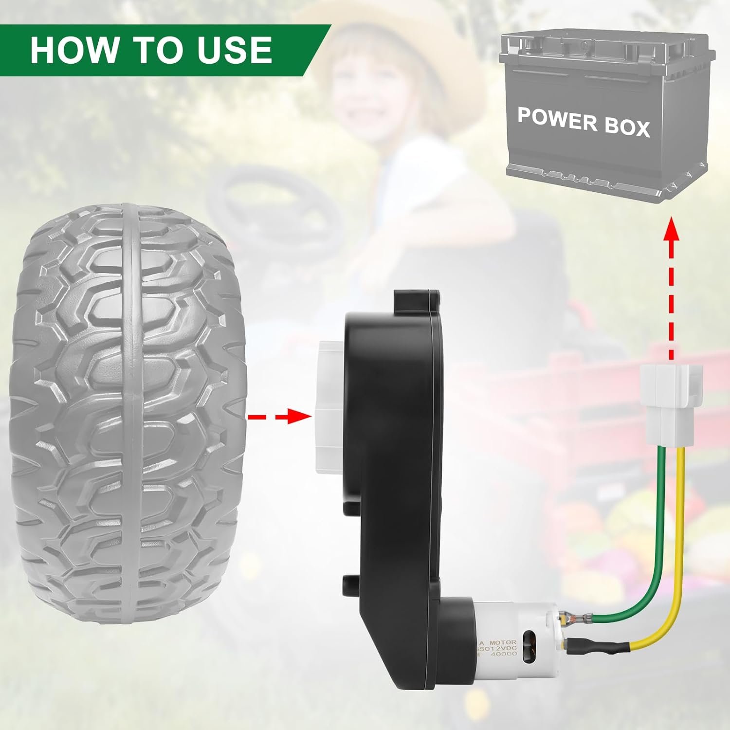 2Pcs 12V Electric Motor Gearbox Powered for Kids Ride On Toys Car,550 12V 40000RPM Powered Wheels Motor Gearbox High Speed Engine RS550 Drive Engine Trax Upgrade Replacement Parts - Image 4