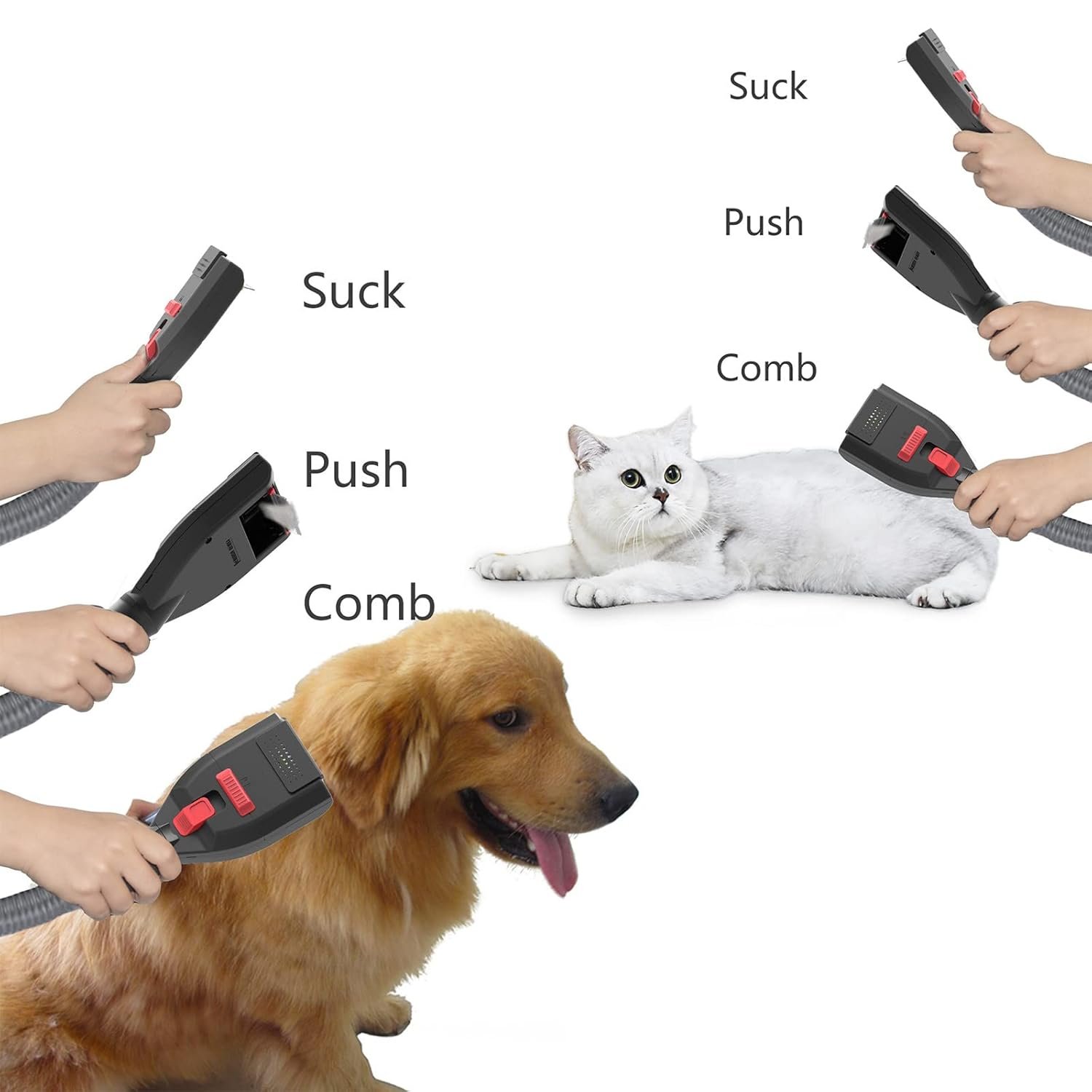 Brush Hair Deshedding Tool for Dogs&Cats Professional Shedding Fur Remover Comb as Vacuum Cleaner Attachment Kit for Dyson V15 V12 V11 V10 V8 V7 V6 - Image 7