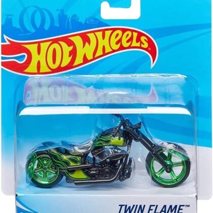 Hot Wheels Street Power Green Twin Flame Motorcycle