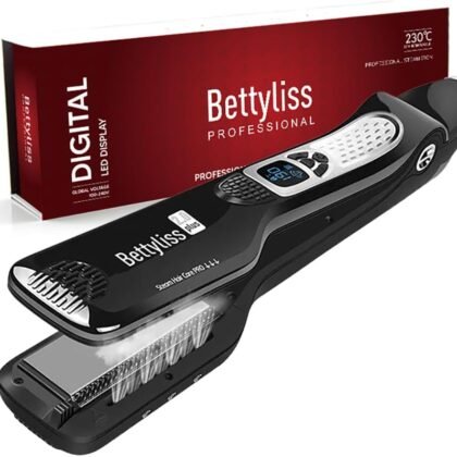 Steam Flat Iron Hair Straightener - Professional Hair Straightening Irons for Smooth and Frizz-Free Results (Black)