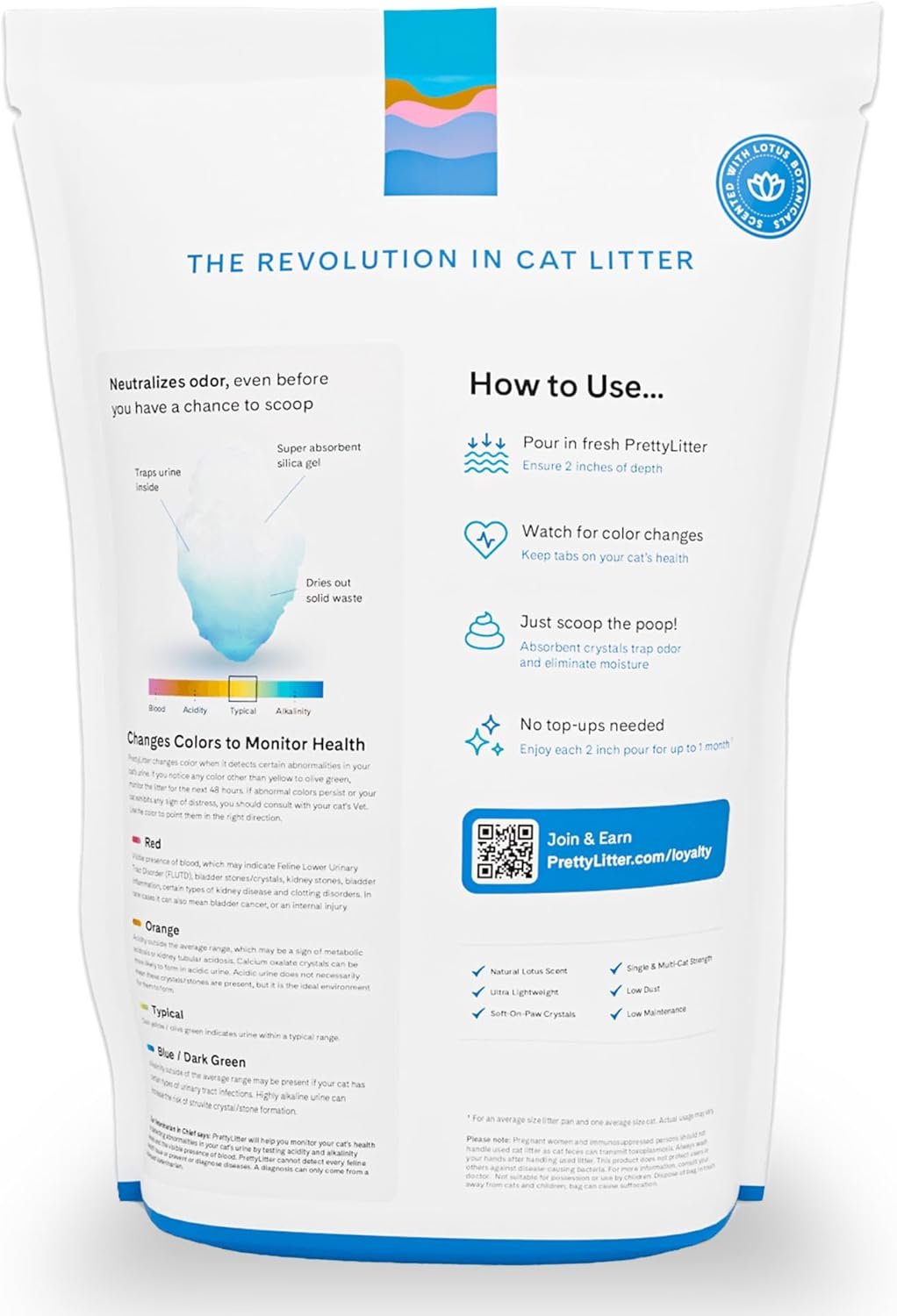 PrettyLitter Health Monitoring Cat Litter (Lotus Flower, Non Clumping) | Lightweight & Low Tracking, Color Changing Silica Gel Crystals, Advanced Odor Control — 6 Lbs, Pack of 1 (One Month Supply) - Image 2