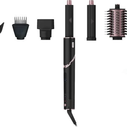 Shark HD440BK FlexStyle Air Drying & Styling System with 6-Piece Accessory Pack of Auto-Wrap Curlers, Curl-Defining Diffuser, Oval Paddle Brush & Concentrator,Black + XSKHD4WTCB Wide Tooth Comb