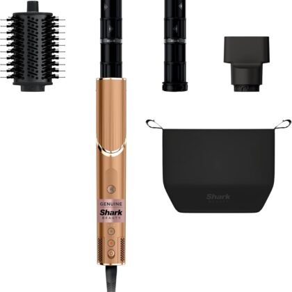 Shark FlexStyle® (Special Edition) | Air Styling & Drying System | Powerful Hair Dryer Brush & Multi-Styler | Auto-Wrap Curlers, Oval Brush, Concentrator, & Storage Bag Included | Copper | HD433CP