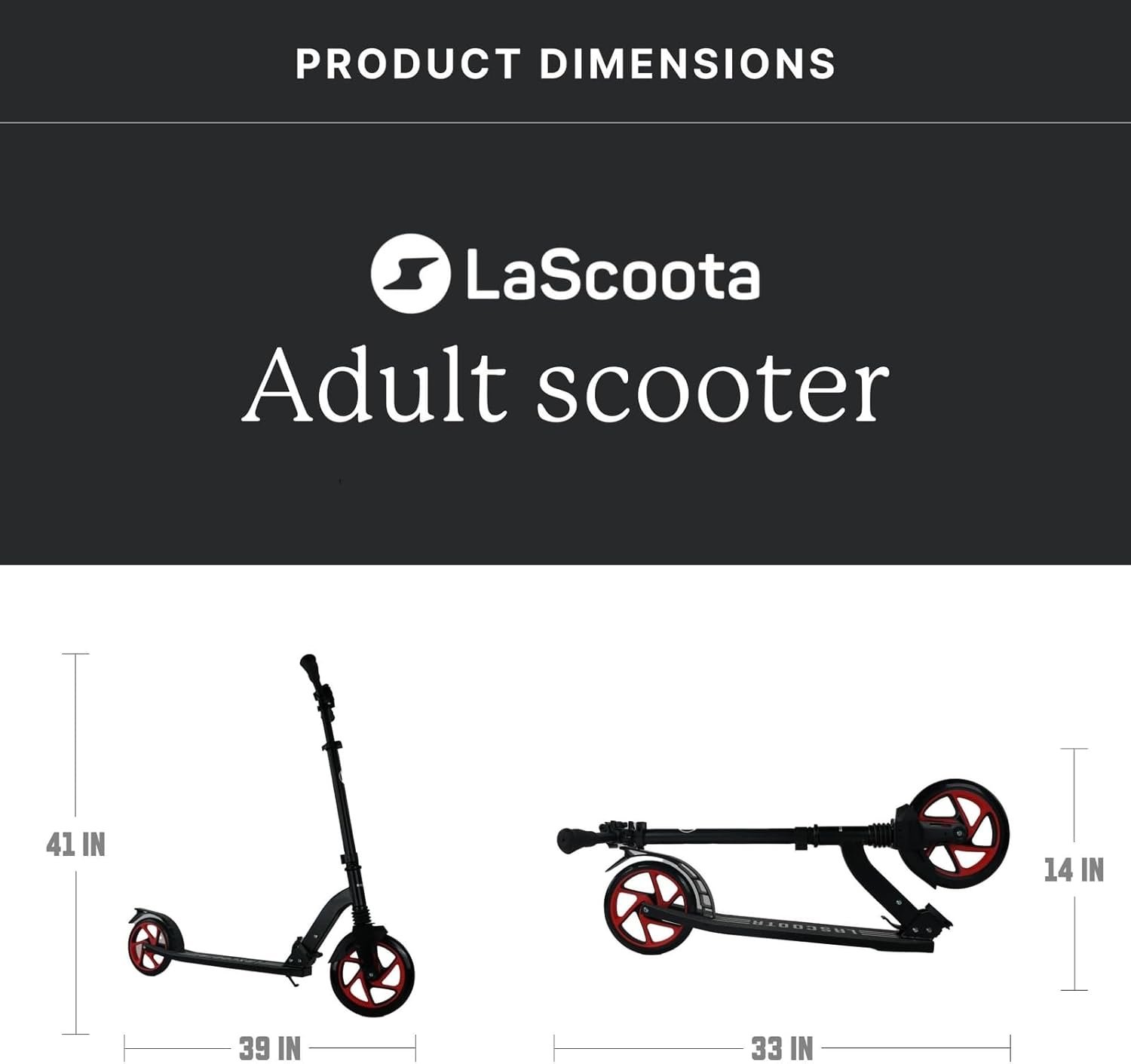 LaScoota Kick Scooter for Kids Ages 6+, Teens & Adults, Large 8" Sturdy Urethane Wheels. Adjustable Handlebar, Lightweight, Foldable, 220lbs Max Load - Image 7