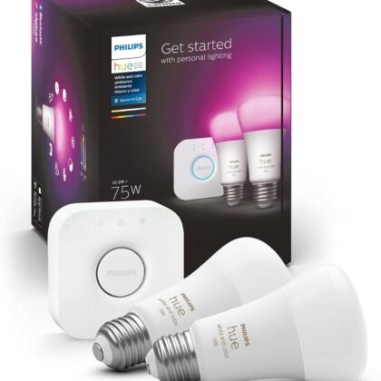 Philips Hue Color 75W A19 Smart LED Bulb 2PK + Hue Bridge - White and Color Ambiance