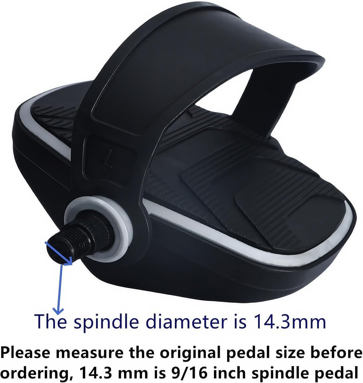 YBEKI Pro Spin Bike Pedals with Adjustable Straps - 9/16" Spindle for Peloton/Schwinn/Sunny Indoor Exercise Bikes | Heavy-Duty PP Plastic & PVC Straps | Non-Slip Diamond Surface - Image 2