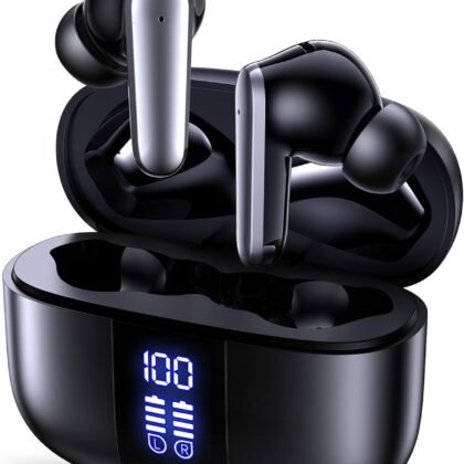 App1e AIRP0Ds Pro Alternative Wireless Ear Buds, Studio-Quality, Deep Bass, Enhanced Audio Clarity, Bluetooth 5.4 Earbuds, ENC Noise Cancelling Call, Secure Fit Memory Foam Tips, IPX6 Waterproof(Black