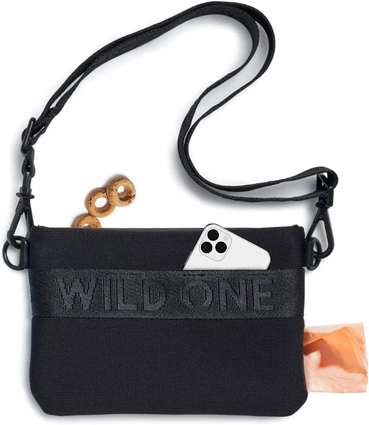 Wild One Treat Pouch, Fanny Pack or Cross-Body Bag, Made from Recycled Knit, Poop Bag Dispenser