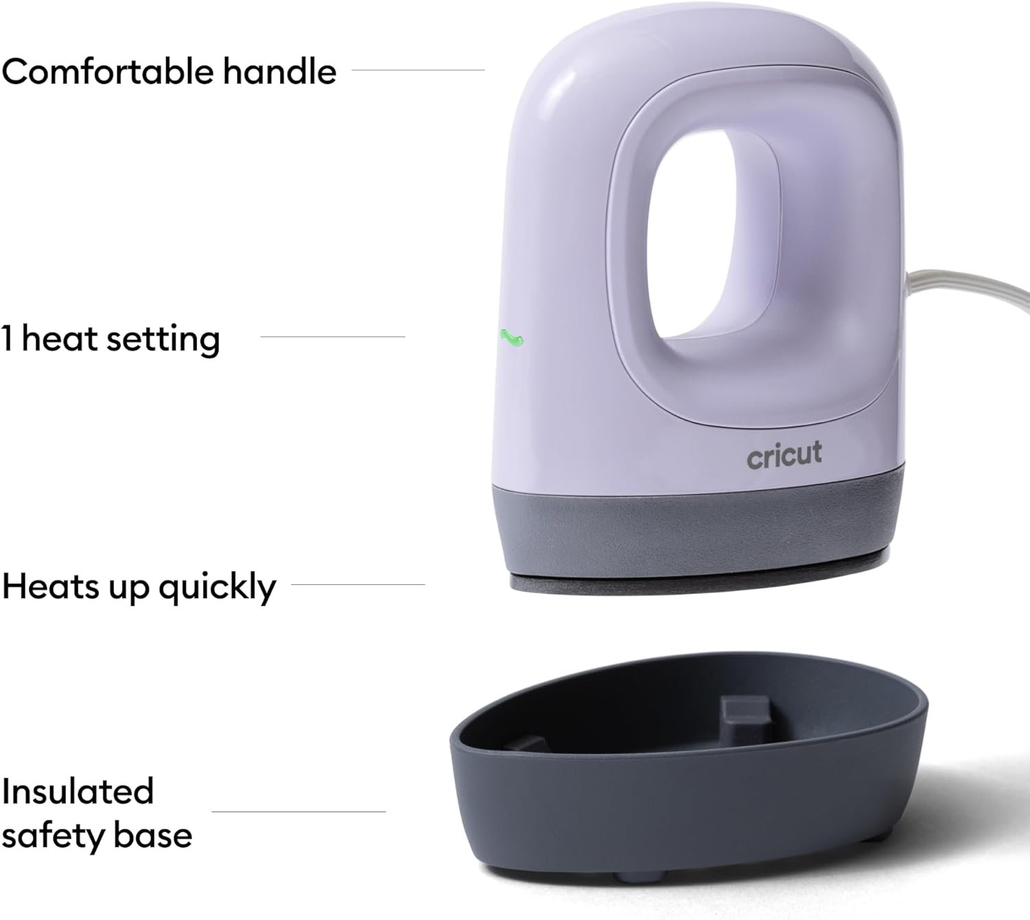 Cricut EasyPress Mini™ LT - Lavender - Mini Heat Press for Pressing Shoes, Baby Clothes, T-Shirts, & More - Easy to Use with a Single Setting - Precision Tip - Compact & Portable Mini Iron - Image 2