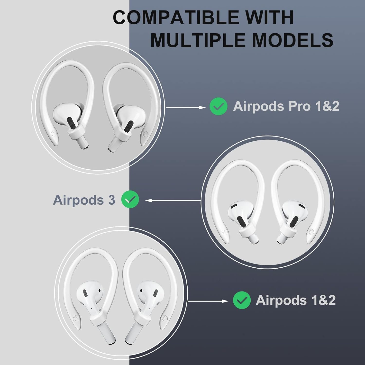 2 Pairs AirPods Ear Hooks for AirPods Pro 2, AirPods Pro, AirPods 4, 3, 2 & 1, Upgraded Anti Slip Sports Clip Hooks for AirPods 1, 2, 3, 4,Pro, Pro 2 – White - Image 6