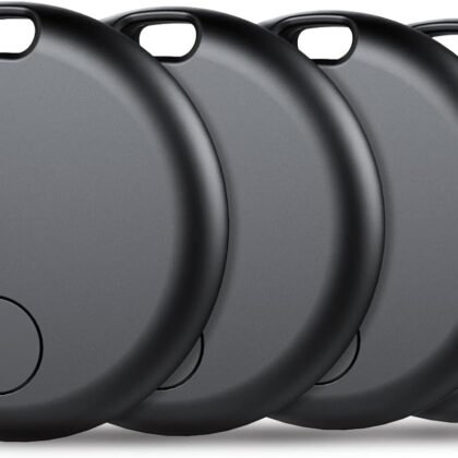 Air Tracker Tags-4 Pack: Smart Bluetooth Tracker, Item Finder Works with Apple Find My (iOS Only) App, Trakcer Tag Locator for Keys, Luggage, Satchel, weTag mini. (Not for Android Devices)