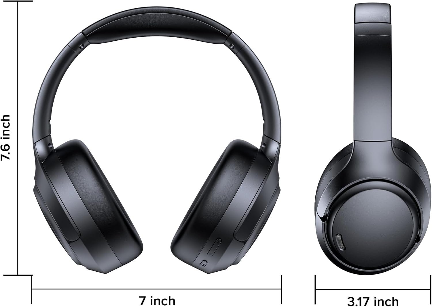 Hybrid Active Noise Cancelling Headphones Wireless, 120Hrs Playtime, 6 ENC Clear Mic, Over Ear Bluetooth Headphones with Hi-Res Audio Comfort Earcup Foldable ANC Headphone for Travel Game Home Office - Image 8