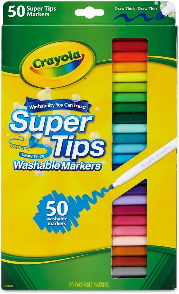 Crayola Super Tips Markers, Washable Markers, Gift, 50 Count-2 Pack - Image 3