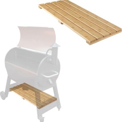 Iron Forge Tools Pellet Grill Storage Shelf - Compatible with Traeger Pro 22 and Traeger Pro 575 Accessories - Real Wood Bamboo Slat Shelf for Smoker Pellet Storage Grill Bin Accessories