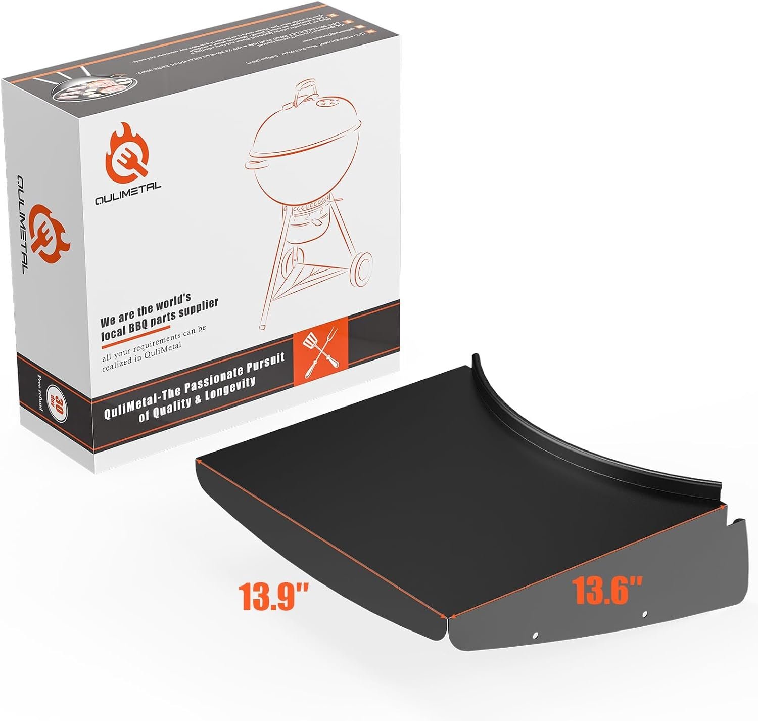 Upgraded Grill Table Shelf for Kettle Grills 22 Inch, Side Table Shelf Replaces Weber Master Touch & Original Charcoal Grill, Grill Accessories for Weber Kettle, Outdoor Steel BBQ Table Shelf - Image 2