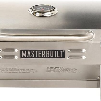 Masterbuilt Portable Propane Gas Grill with Folding Legs, Chrome-Coated Warming Rack and 288 Cooking Square Inches in Stainless Steel, Model MB20030819