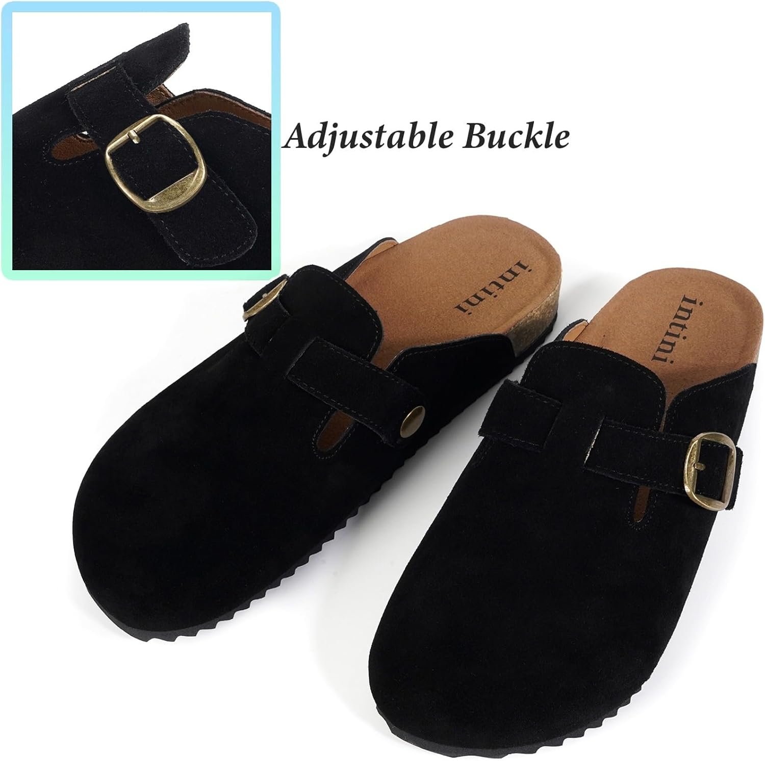Womens Suede Clogs Mens Genuine Leather Mules Cork Footbed Sandals with Arch Support - Image 5