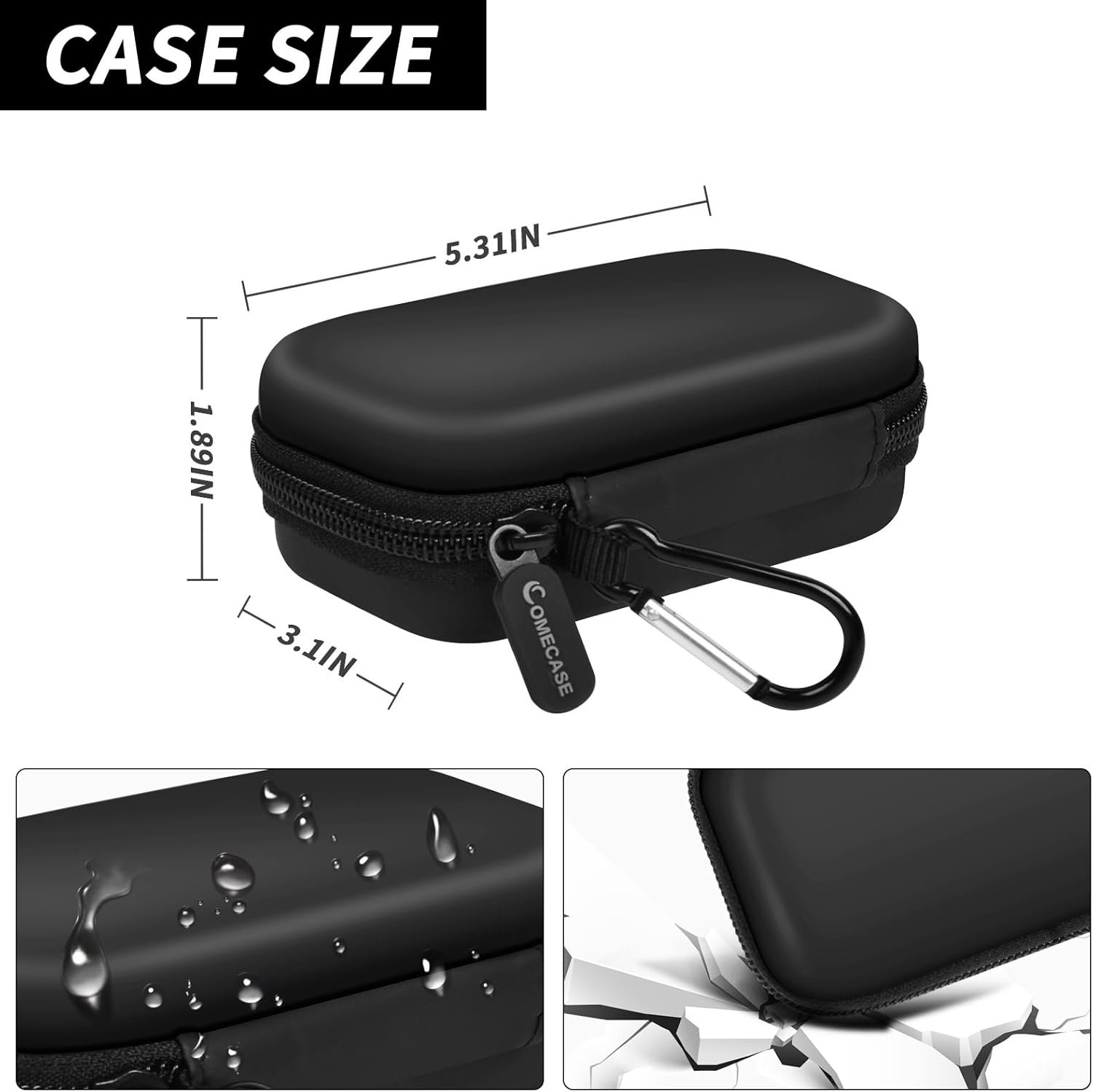 Case Compatible with SanDisk Extreme Pro/for SanDisk Portable SSD 1TB 2TB 4TB 500GB/ for Crucial X10 X9 External Solid State Drive, Travel Storage Bag for Memory Card SD Card - Black (Box Only) - Image 5