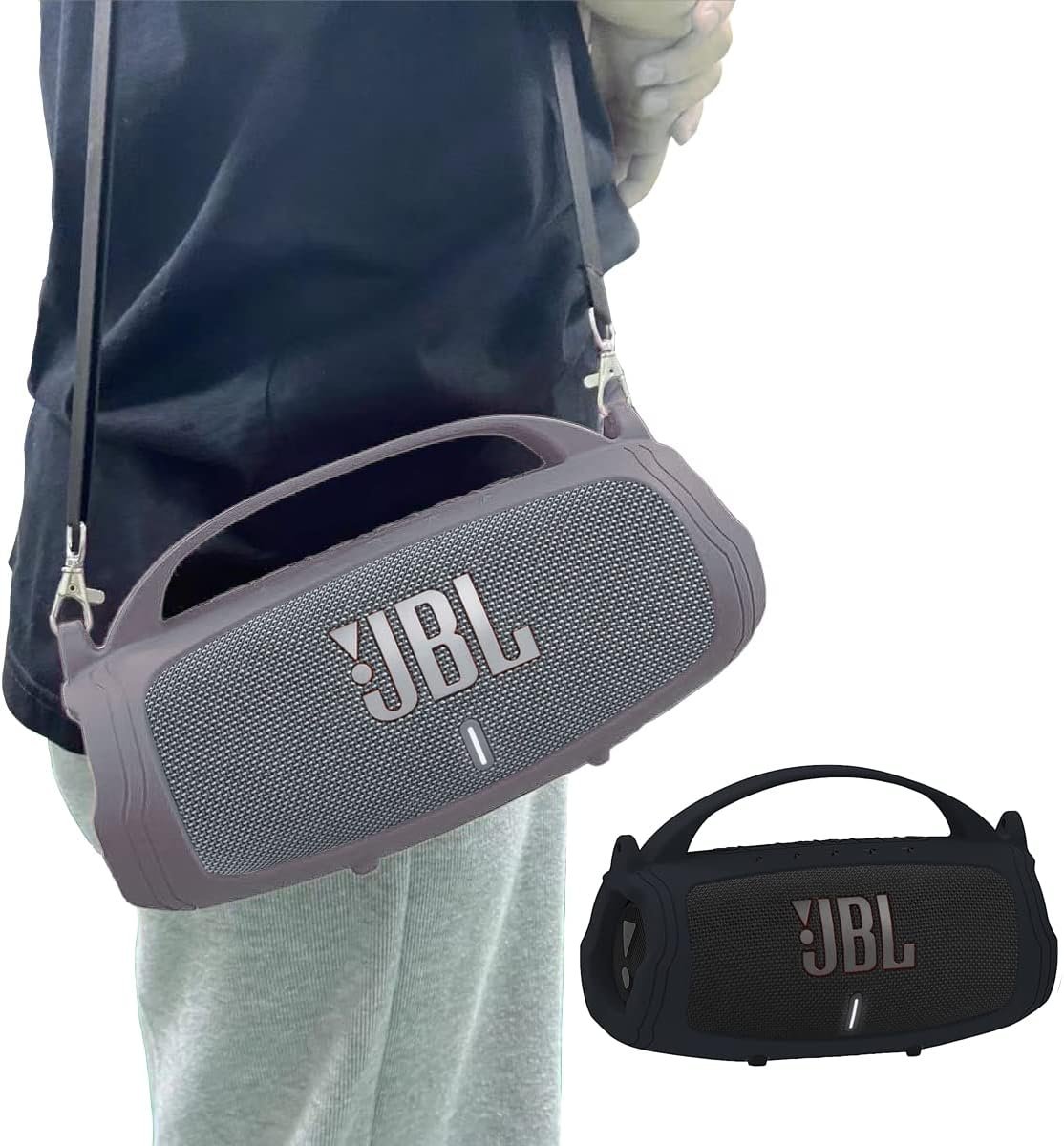 JCHPINE Silicone Cover Case for JBL Charge 5 Portable Bluetooth Speaker, Protective Skin Holder for JBL Charge 5 Speaker Accessories (Black Case, NOT Fit Wi-Fi Version) - Image 3