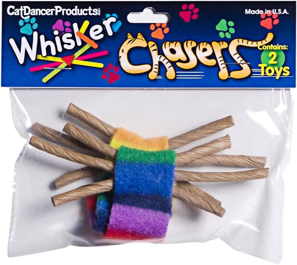 Cat Dancer Products Cat Chaser with Colorful Fleece, Interective Toy for Exercise with Ringtail Whisker & Bowtie (Pack of 7) - Image 4