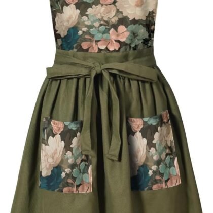 Vintage Cute Apron Dress for Women with Pockets,Cross Back Pinafore Aprons for Cooking,Baking,Kitchen,Gardening