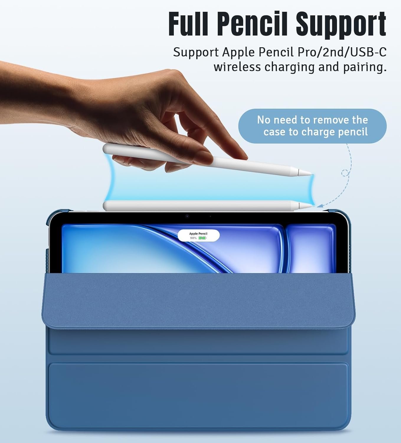 TiMOVO for iPad Air 11 Inch Case (M3/M2-2025/2024), iPad Air 5th Generation 2022/4th Gen 2020 10.9 Inch, Slim Hard Translucent Back Cover, Support Auto Wake/Sleep, Abyss Blue - Image 8