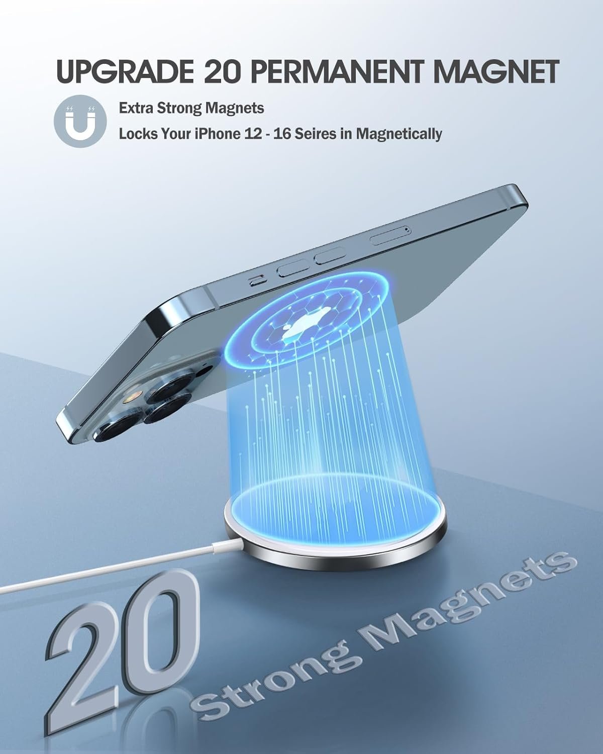 2 Pack Magnetic Wireless Charger for iPhone 16 Pro Max/16 Pro/16 Plus/16/15/15 Pro/15 Plus/15 Pro Max 15W Fast Mag Safe Charger Pad for iPhone 16/15/14/13/12 Series and AirPods 3/2/Pro 2/Pro - Image 7