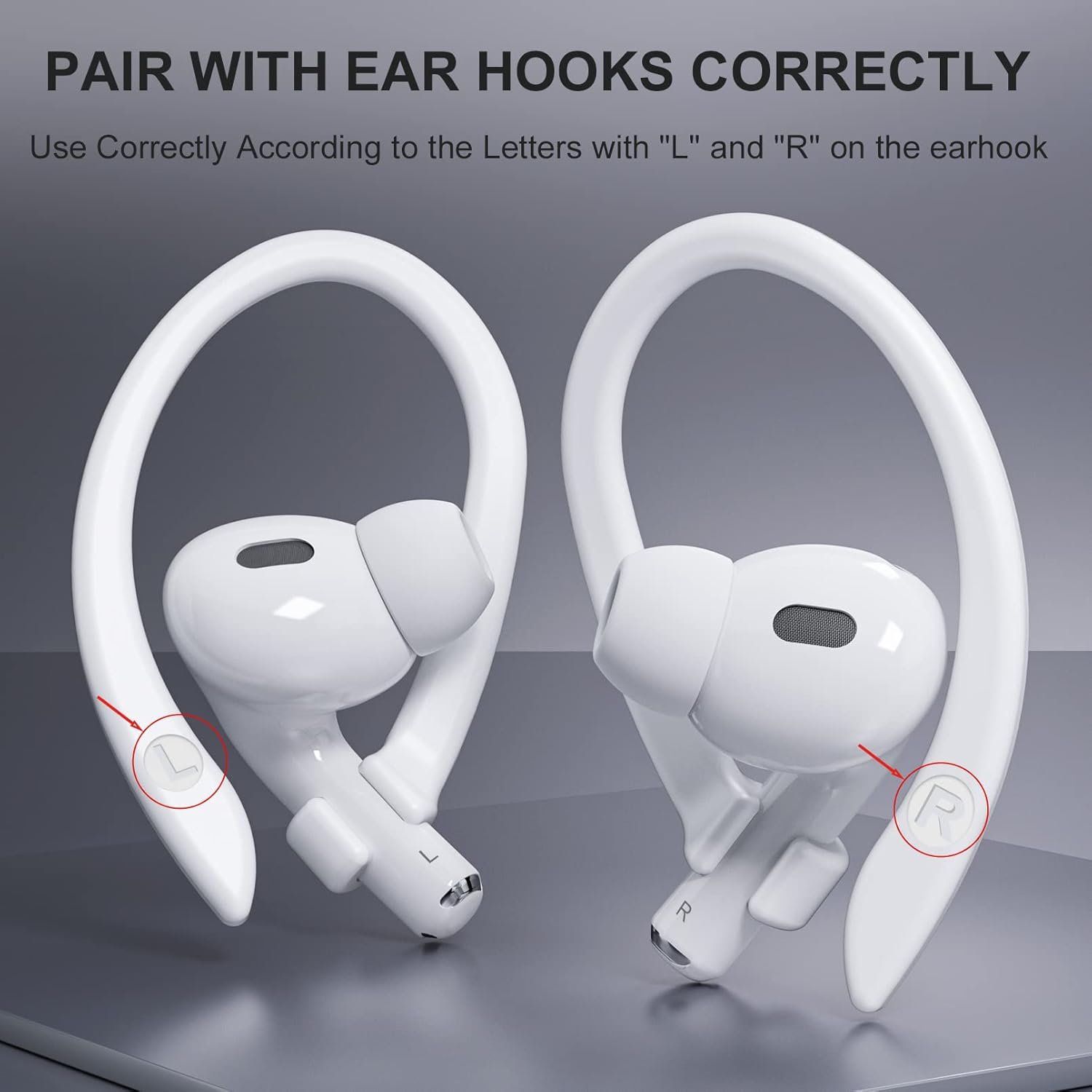 2 Pairs AirPods Ear Hooks for AirPods Pro 2, AirPods Pro, AirPods 4, 3, 2 & 1, Upgraded Anti Slip Sports Clip Hooks for AirPods 1, 2, 3, 4,Pro, Pro 2 – White - Image 4