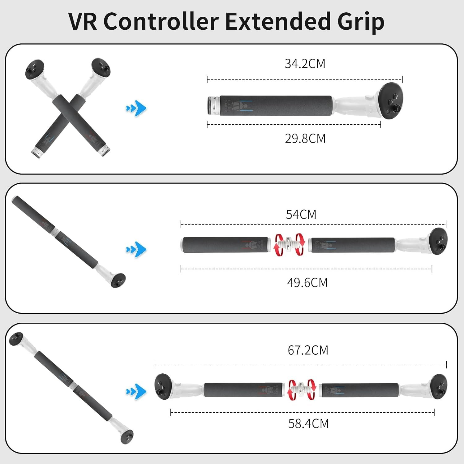 Hibloks 3 in 1 Handle Attachments Compatible with Meta Quest 3 / Oculus Quest 3S Controller, Beat Saber/Baseball/Golf Club/VR Gorilla Tag Long Arms Grips for Meta Quest 3/3S Accessories - Image 2