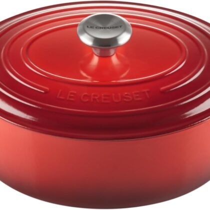 Le Creuset Enameled Cast Iron Signature Oval Dutch Oven, 5 qt, Cerise