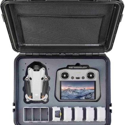 Drone Case for DJI Mini 3 or 4 Pro Fly More Combo, Hard Plastic Waterproof Shockproof Dust-proof Easy for Organize Storage Transport When Traveling Camping and Outdoor Use, Black
