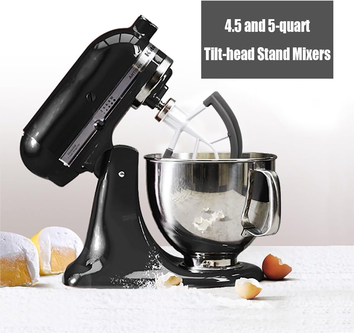 Flex Edge Beater for KitchenAid,Mixer Attachement Compatible With KitchenAid,Mixer Accessory,Fits Tilt-Head Stand Mixer Bowls For 4.5-5 Quart Bowls,Beater With Silicone Edges,Grey - Image 5