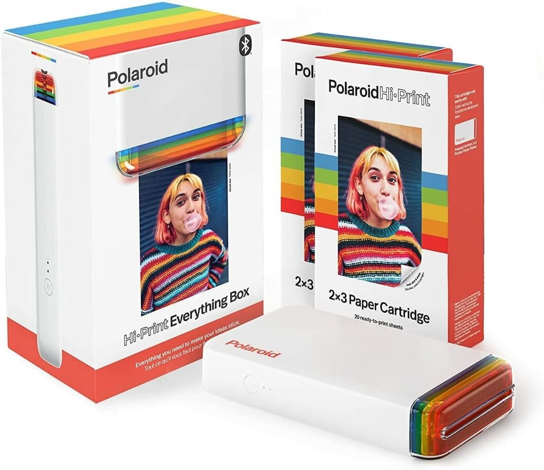 Polaroid Hi-Print - Bluetooth Pocket Photo Printer + Paper Double Pack Bundle (40 Sheets)