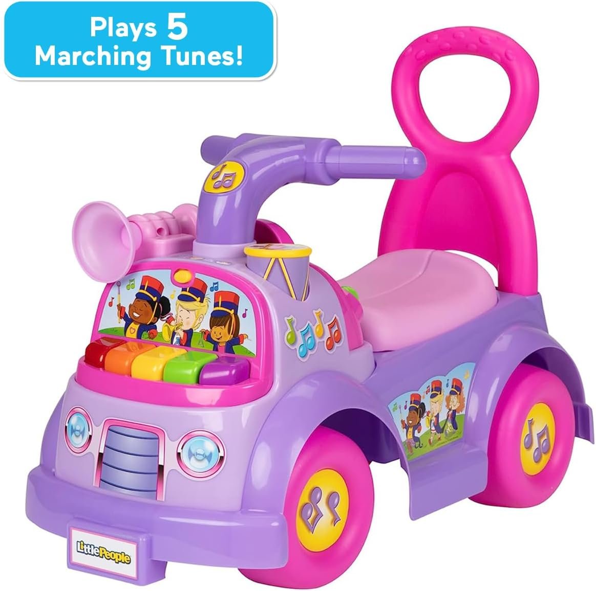 Little People Fisher-Price Music Parade Purple Ride-On, Plays 5 Marching Tunes & Other Sounds! Perfect for Toddler Boys & Girls Ages 1, 2, & 3 Years Old - Helps Foster Motor Skills - Image 2