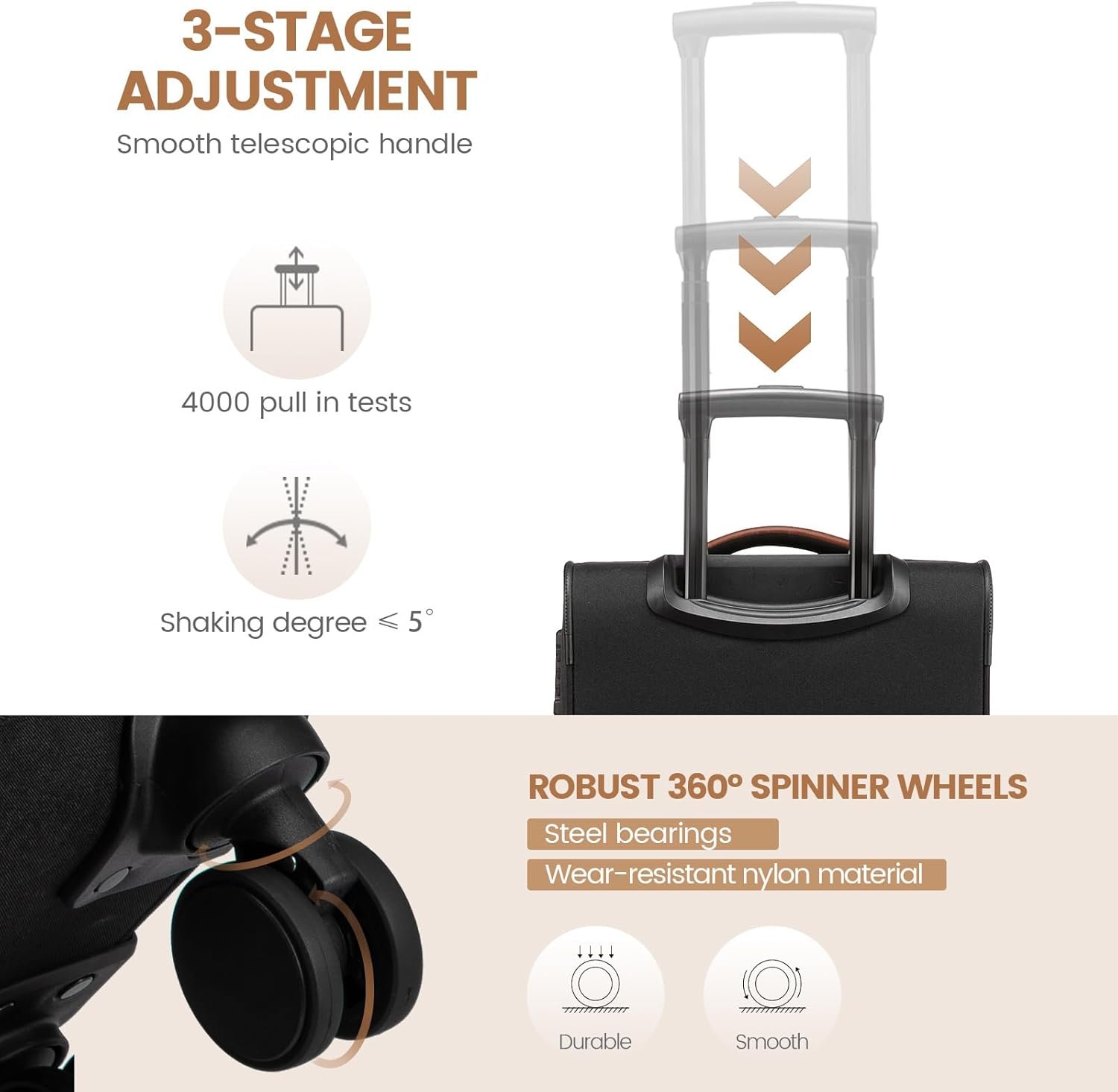 LOVEVOOK Carry On Luggage 22x14x9 Airline Approved,20 Inch Carry-on Suitcase for Women,Softside Suitcases with Wheels,Rolling Checked Luggage with TSA Lock,Lightweight Travel - Image 7